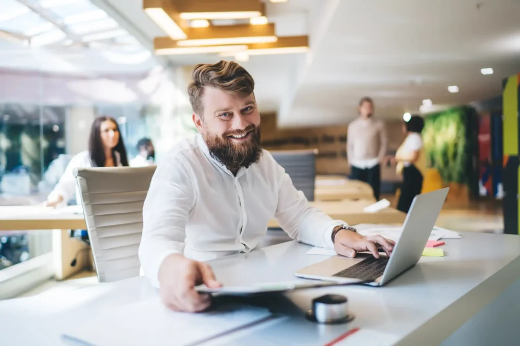 A male employee in an office