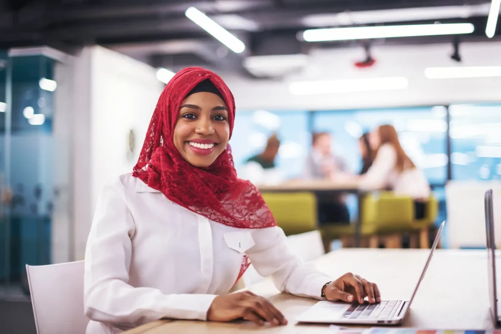 A female employee in an office