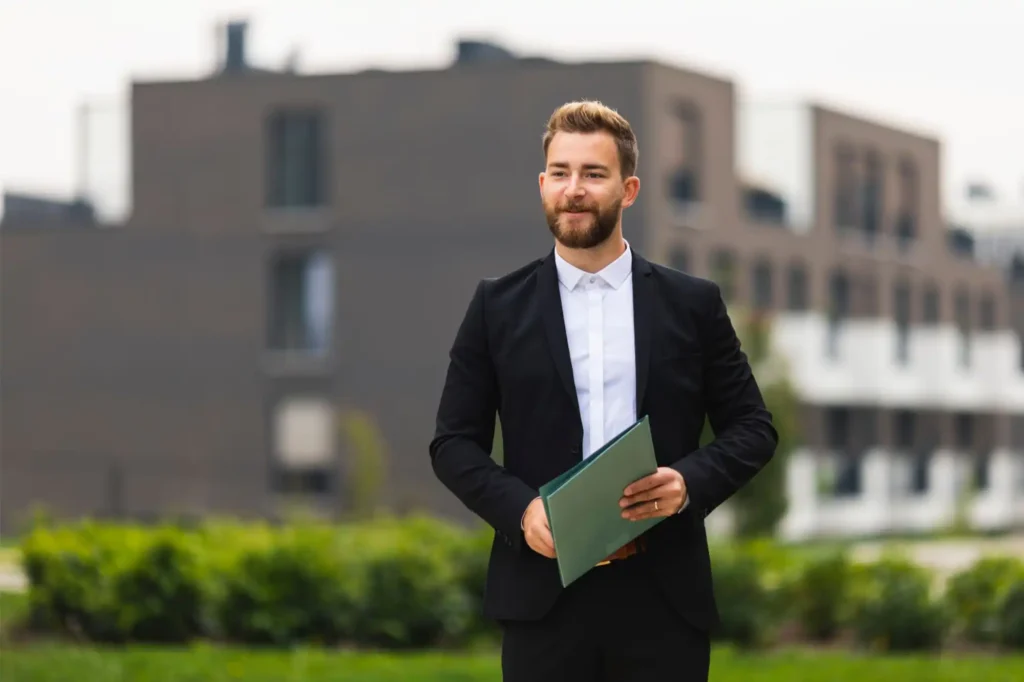 Real estate agent inspecting a property