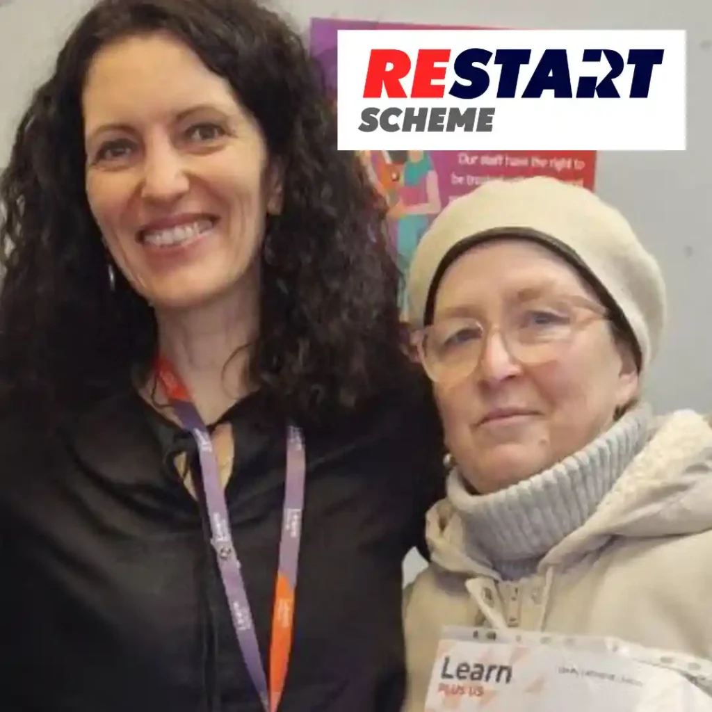 Learn Plus Us ESOL tutor, Laura (left) with Restart Scheme participant, Tatiana (right)