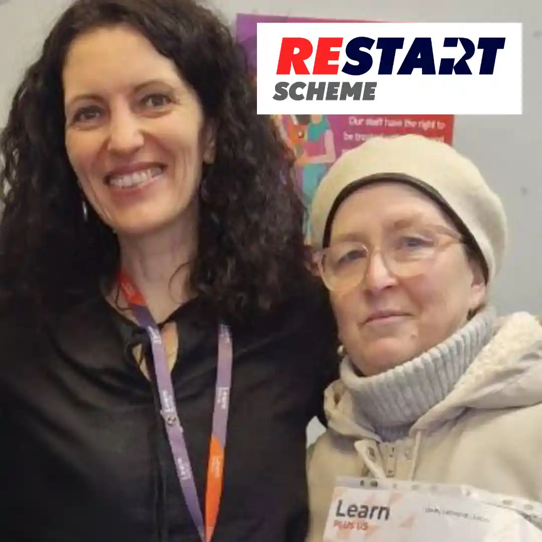 Learn Plus Us ESOL tutor, Laura (left) with Restart Scheme participant, Tatiana (right)